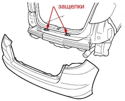 diagram of rear bumper Honda Fit/Jazz (2007-2013)